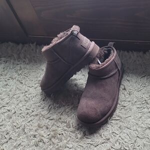 UGG Chocolate Suede Slip-On Boots